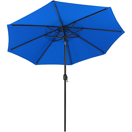 Sunnydaze Decor 9 ft. Sunbrella Patio Umbrella with Tilt and Crank, 103 in. x 92.5 in., 1.5 in. Pole, 10.6 lb., Pacific Blue