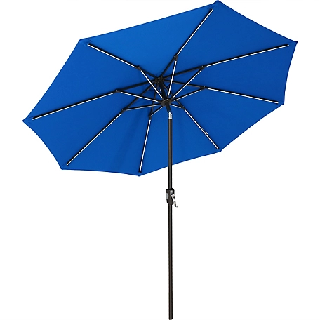 Sunnydaze Decor 9 ft. Sunbrella Solar Patio Umbrella with Tilt and Crank, 93.5 in. x 1.5 in. x 103 in., Blue