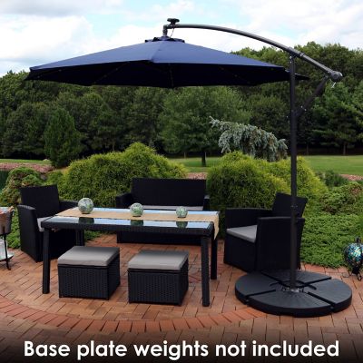 Image showing 7 th Sunnydaze Decor 10 ft. Octagonal Steel Solar Offset Cantilever Patio Umbrella with Crank, Base Included