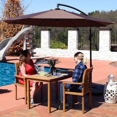 Image showing  10 ft. Outdoor Steel Offset Cantilever Patio Umbrella with Crank and Cross Base