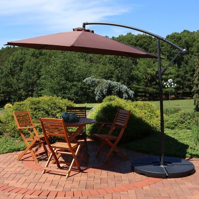 Image showing  10 ft. Outdoor Steel Offset Cantilever Patio Umbrella with Crank and Cross Base