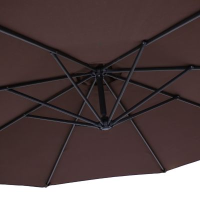 Image showing 5 th Sunnydaze Decor 10 ft. Outdoor Steel Offset Cantilever Patio Umbrella with Crank and Cross Base