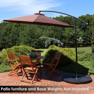 Image showing 6 th Sunnydaze Decor 10 ft. Outdoor Steel Offset Cantilever Patio Umbrella with Crank and Cross Base