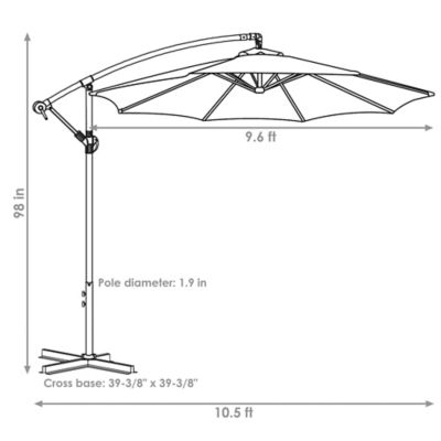 Image showing 8 th Sunnydaze Decor 10 ft. Outdoor Steel Offset Cantilever Patio Umbrella with Crank and Cross Base