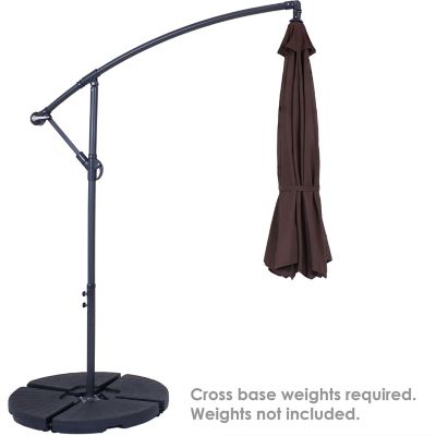 Image showing 9 th Sunnydaze Decor 10 ft. Outdoor Steel Offset Cantilever Patio Umbrella with Crank and Cross Base