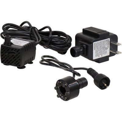 Image showing  Fountain or Aquarium Water Pump with 6 Multi-Color LED Light & Transformer, 40 GPH, 12 Volts, JR-150 6LED-M