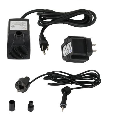Sunnydaze Decor 200 GPH Small Fountain or Aquarium Pump with White LED Light and Transformer, 12V