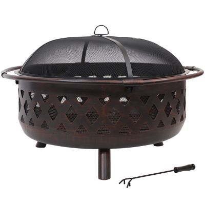 Crossweave Fire Pit With Spark Screen, 72 Inch Fire Pit Spark Screen