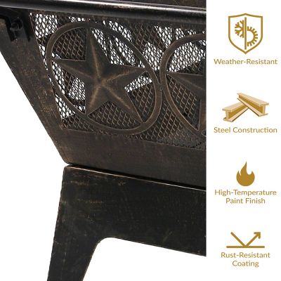 Image showing  32 in. Outdoor Northern Galaxy Wood-Burning Fire Pit with Cooking Grill Grate, Spark Screen, and Log Poker