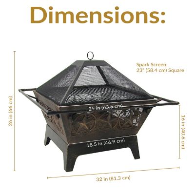 Image showing  32 in. Outdoor Northern Galaxy Wood-Burning Fire Pit with Cooking Grill Grate, Spark Screen, and Log Poker