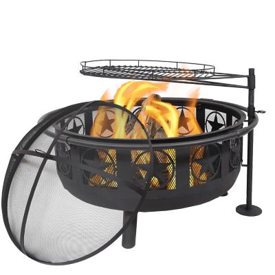 Star Fire Pit With Cooking Grate, Wood Fire Pit With Cooking Grill