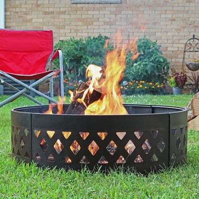 Image showing  36 in. Round Heavy-Duty Crossweave Cut-Out Outdoor Campfire Ring
