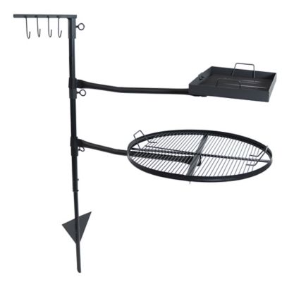 Sunnydaze Decor Dual Fire Pit Campfire Cooking Swivel Grill System, Steel