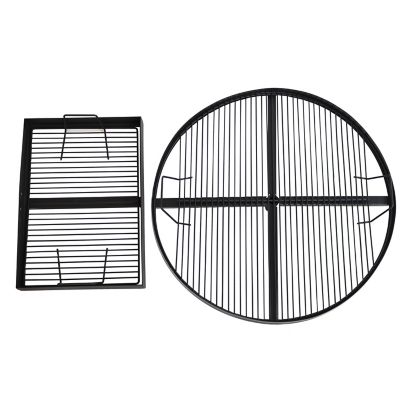 Image showing  Outdoor Camping or Backyard Steel Adjustable Cooking Grilling Wood-Burning Fire Pit BBQ Stake with 2 Grates