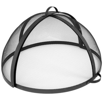 Sunnydaze Decor Outdoor Heavy-Duty Steel Mesh Round Easy-Opening Camp Fire Pit Spark Screen Lid with Hinged Door, 30 in., Black