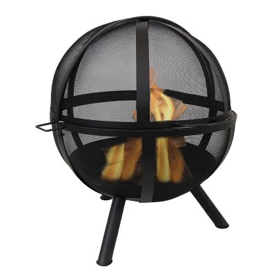 Sunnydaze Decor 30 in. x 36 in. Flaming Ball Steel Portable Wood-Burning Fire Pit