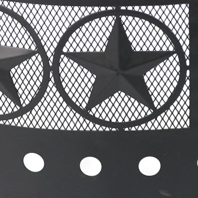 Image showing  36 in. Outdoor Heavy-Duty Steel Portable Large Round Four Star Cut Out Fire Pit Ring, Black