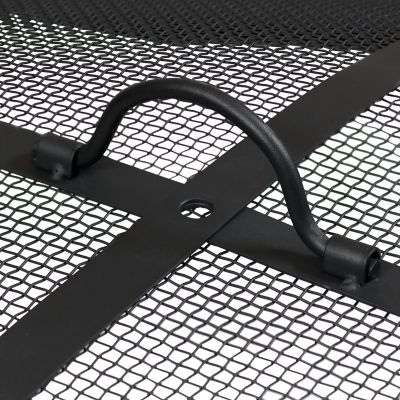 Image showing  Outdoor Heavy-Duty Steel Mesh Round Camp Fire Pit Spark Screen Lid with Handle, 36 in., Black