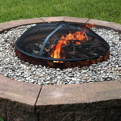 Sunnydaze Decor Round Fire Pit Spark, Fire Pit Glass Windscreen Clamp