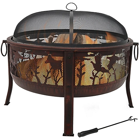 Sunnydaze Decor 30 in. Pheasant Hunting Outdoor Fire Pit