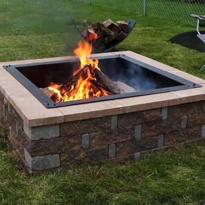Image showing  30 in. Outdoor Heavy-Duty Steel Portable Above Ground or In-Ground Square Fire Pit Liner Ring, Black