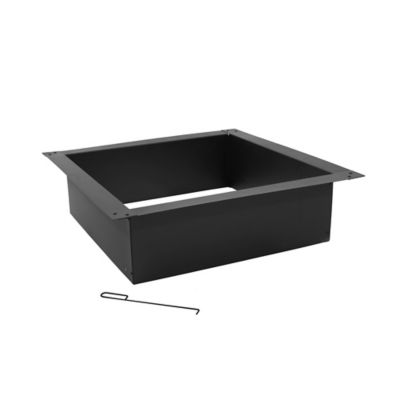 Image showing  30 in. Outdoor Heavy-Duty Steel Portable Above Ground or In-Ground Square Fire Pit Liner Ring, Black