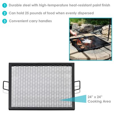 Square Fire Pit Cooking Grill Grate, Sunnydaze X Marks Fire Pit Cooking Grate