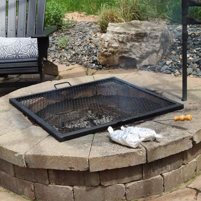 Image showing  Outdoor Camping or Backyard Heavy-Duty Steel Square X-Marks Fire Pit Cooking Grilling Grate - 40 in.