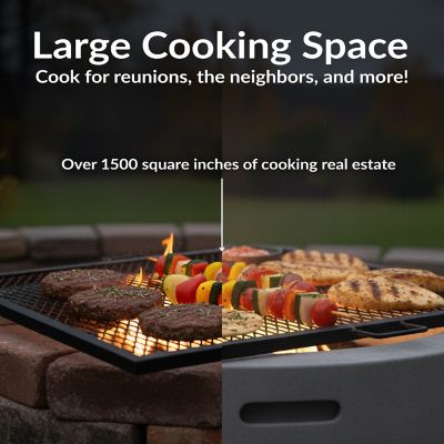 Image showing  Outdoor Camping or Backyard Heavy-Duty Steel Square X-Marks Fire Pit Cooking Grilling Grate - 40 in.