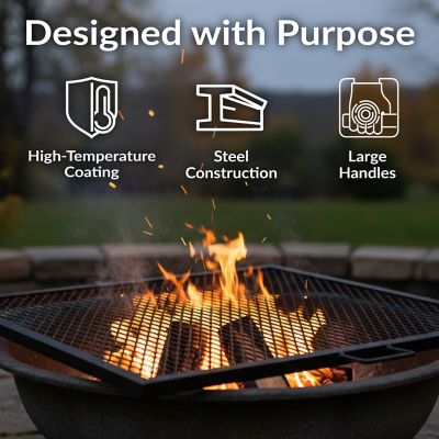 Image showing  Outdoor Camping or Backyard Heavy-Duty Steel Square X-Marks Fire Pit Cooking Grilling Grate - 40 in.