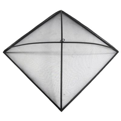 Image showing  Outdoor Heavy-Duty Steel Mesh Square Fire Pit Spark Screen Lid with Grabber Ring Top - 31 in. - Black