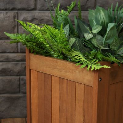 Image showing  Meranti Outdoor Square Wooden Planter Box - 16 in. - Set of 2