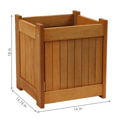 Image showing  Meranti Outdoor Square Wooden Planter Box - 16 in. - Set of 2