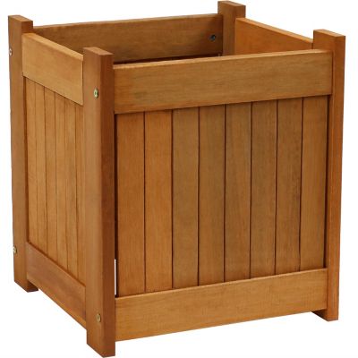 Image showing  Meranti Outdoor Square Wooden Planter Box - 16 in. - Set of 2