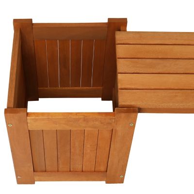 Image showing  330 lb. Meranti Wood with Teak Oil Finish Outdoor Garden Planter Box Bench Seat, 68 in., Brown