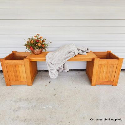 Image showing 6 th Sunnydaze Decor 330 lb. Meranti Wood with Teak Oil Finish Outdoor Garden Planter Box Bench Seat, 68 in., Brown