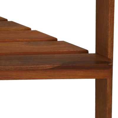 Image showing  Meranti Wood with Teak Oil Finish 3-Tiered Corner Flower Plant Stand Shelf Display - 36 in. - Brown