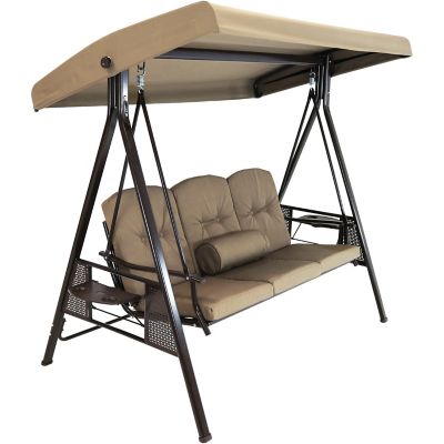 Sunnydaze decor sunnydaze steel frame canopy swing with side tables new arrivals