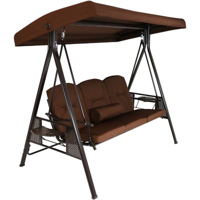 Sunnydaze Decor Outdoor Canopy Swing with Side Tables