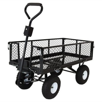 Sunnydaze Decor 400 lb. Capacity Dump Utility Garden Cart, Black