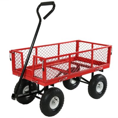 Sunnydaze Decor 400 lb. Capacity Utility Cart with Removable Folding Sides, Red Pretty Nice Cart, For The Price