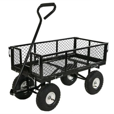 Sunnydaze Decor 400 lb. Capacity Utility Cart with Removable Folding Sides, Black