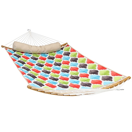 Sunnydaze Decor Quilted Hammock with Curved Spreader Bars