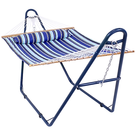 Sunnydaze Decor Quilted Outdoor Hammock with Universal Stand
