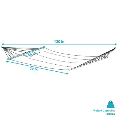 Image showing  2-Person Quilted Fabric Double Hammock with Pillow - Blue and Green