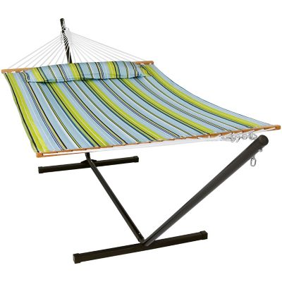 Sunnydaze Decor Quilted Spreader Bar Outdoor Hammock with Stand