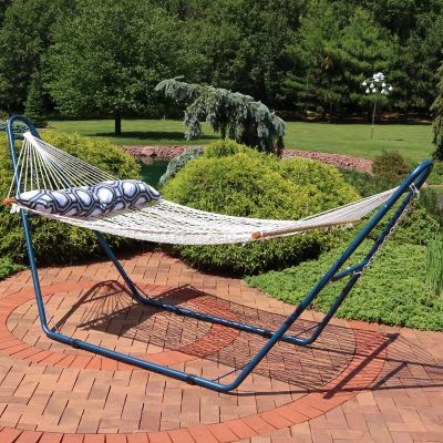 Image showing  2-Person Rope Hammock with Matte Blue Steel Stand
