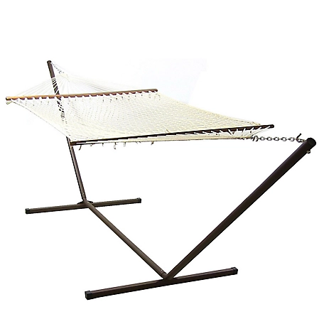 Sunnydaze Decor Cotton Hammock with Spreader Bars and Stand