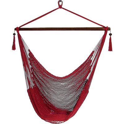 Sunnydaze Decor Hanging Caribbean Hammock Chair, Red