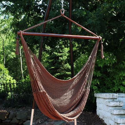 Image showing  Caribbean Style Extra Large Hanging Rope Hammock Chair Swing for Backyard and Patio, Mocha